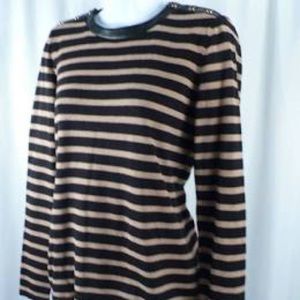J McLaughlin Black and Tan striped shirt